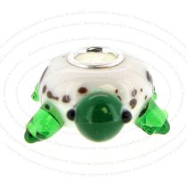 Sterling Silver Turtle White Glass Bead for European Charm Bracelets