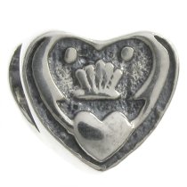 Sterling Silver Heart Love Celtic Friendship Claddagh Bead for European Charm Bracelets