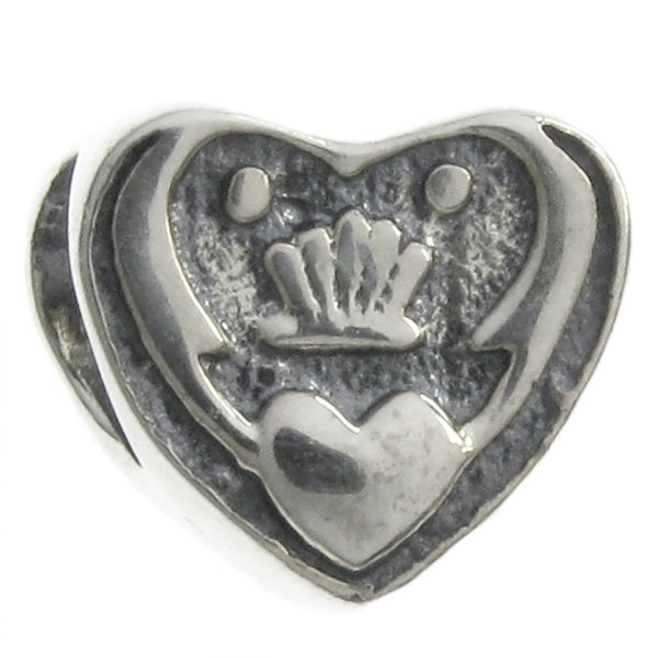 Sterling Silver Heart Love Celtic Friendship Claddagh Bead for European Charm Bracelets