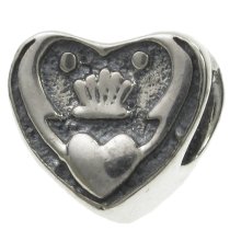 Sterling Silver Heart Love Celtic Friendship Claddagh Bead for European Charm Bracelets
