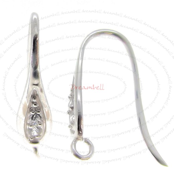 2x Sterling Silver Teardrop CZ Crystal Earring Earwire French Hook