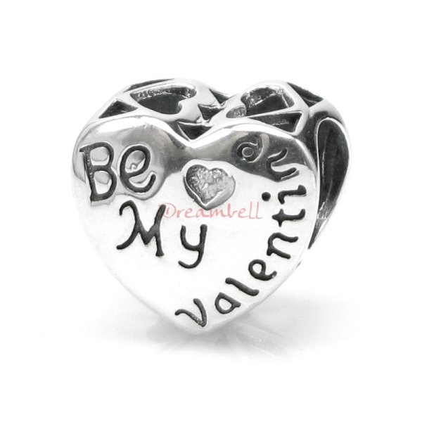Sterling Silver Love Heart Be My Valentine Bead Fits European Charm Bracelet