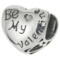 Sterling Silver Love Heart Be My Valentine Bead Fits European Charm Bracelet