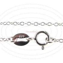1x Rhodium Sterling Silver Oval Ring Rolo Link Cable Chain Necklace 16″