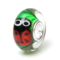 Sterling Silver Ladybug Murano Glass Bead for European Charm Bracelets