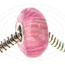 Sterling Silver Murano Pink Glass Bead for European Charm Bracelets