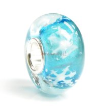 Sterling Silver Snowflake Turquoise Glass Bead for European Charm Bracelets