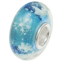 Sterling Silver Snowflake Turquoise Glass Bead for European Charm Bracelets