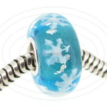 Sterling Silver Snowflake Turquoise Glass Bead for European Charm Bracelets