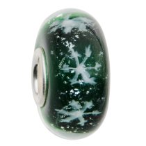 Sterling Silver Snowflake Let It Snow Green Glass Bead for European Charm Bracelets