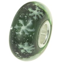 Sterling Silver Snowflake Let It Snow Green Glass Bead for European Charm Bracelets