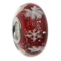 Sterling Silver Snowflake Red Glass Bead for European Charm Bracelets