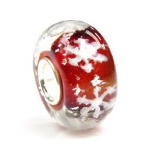 Sterling Silver Snowflake Red Glass Bead for European Charm Bracelets