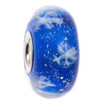 Sterling Silver Snowflake Blue Glass Bead for European Charm Bracelets