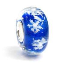 Sterling Silver Snowflake Blue Glass Bead for European Charm Bracelets