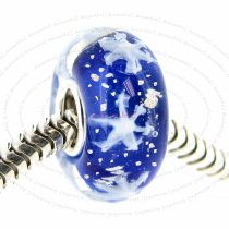 Sterling Silver Snowflake Blue Glass Bead for European Charm Bracelets