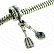 Sterling Silver Chef Kitchen Aid Spoon & Fork Dangle European Bead Charm