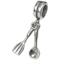 Sterling Silver Chef Kitchen Aid Spoon & Fork Dangle European Bead Charm