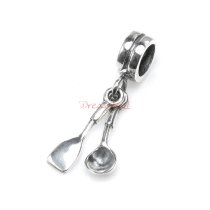 Sterling Silver Chef Kitchen Aid Spoon & Fork Dangle European Bead Charm