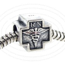 Sterling Silver Registered Nurse Cross Bead for European Charm Bracelets