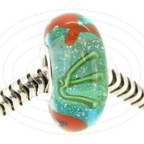 Sterling Silver Goldfish Aquarium with Bubble Green Murano Glass Bead for European Charm Bracelets