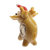 Sterling Silver Christmas Rudolph Reindeer Red Nose Deer Glass European Bead Charm
