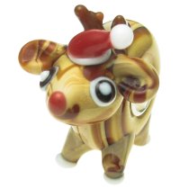 Sterling Silver Christmas Rudolph Reindeer Red Nose Deer Glass European Bead Charm