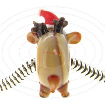 Sterling Silver Christmas Rudolph Reindeer Red Nose Deer Glass European Bead Charm