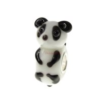 Sterling Silver Panda Black White Glass Bead for European Charm Bracelets