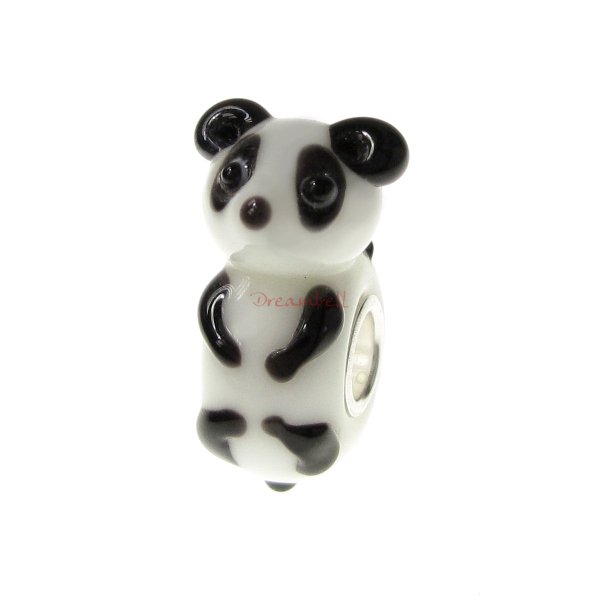 Sterling Silver Panda Black White Glass Bead for European Charm Bracelets