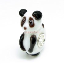 Sterling Silver Panda Black White Glass Bead for European Charm Bracelets