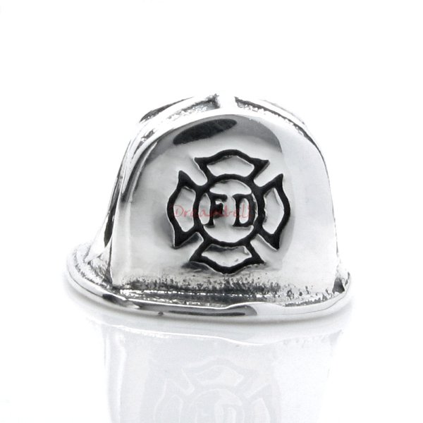 1x 925 Sterling Silver Fire Fighter Helmet Bead Fits European Charm Bracelet