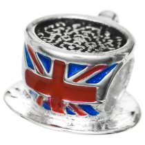1x 925 Sterling Silver British Cup Tea Britain Flag Bead Fits European Charm Bracelet