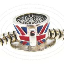 1x 925 Sterling Silver British Cup Tea Britain Flag Bead Fits European Charm Bracelet