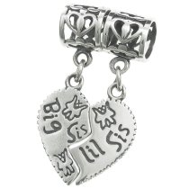 Sterling Silver Big Lil Sis Sister Love Heart Pendant Dangle Bead for European Charm Bracelets