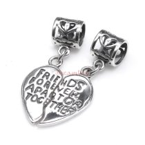 Sterling Silver Best Friend Love Heart Pendant Dangle Bead for European Charm Bracelets
