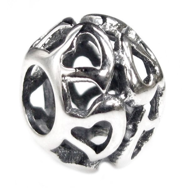 1x 925 Sterling Silver Heart Filigree Bead Fits European Charm Bracelet
