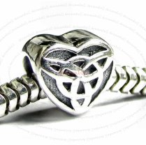 Antique 925 Sterling Silver Celtic Love Knot Triquetra Heart European Bead Charm