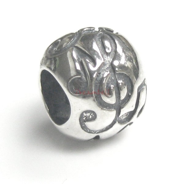 1x 925 Sterling Silver Melody Music Note Treble G Clef Bead Fits European Charm Bracelet