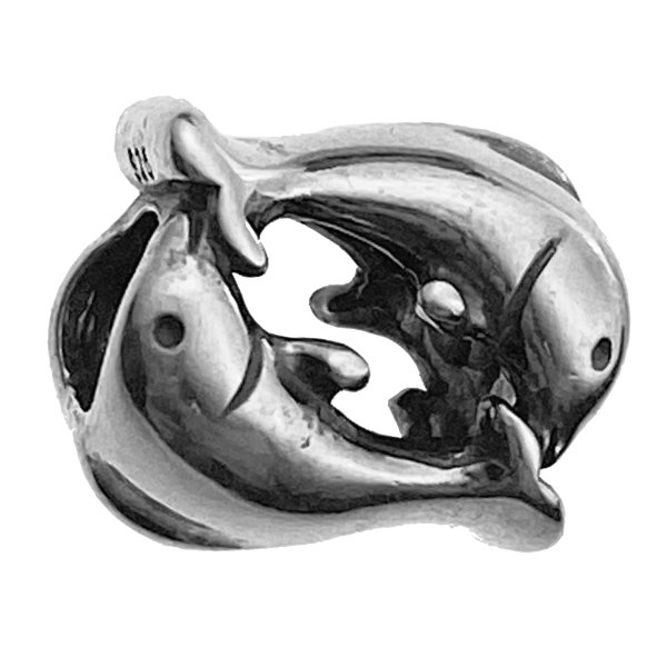 1x Sterling Silver Dolphin Dance Bead for European Charm Bracelets