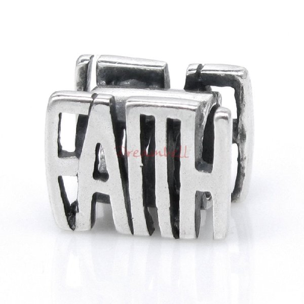 Sterling Silver Faith Bead for European Charm Bracelets