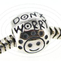 Sterling Silver Don't Worry Be Happy Smiley / Happy Face Bead for European Charm Bracelets