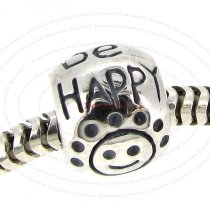 Sterling Silver Don't Worry Be Happy Smiley / Happy Face Bead for European Charm Bracelets