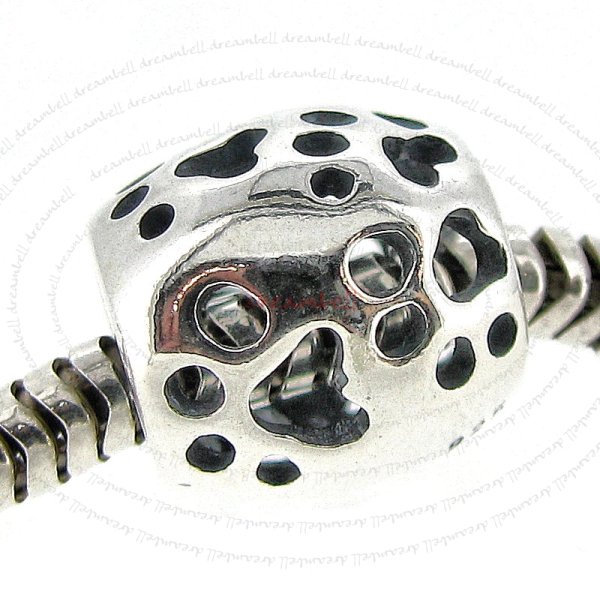 Sterling Silver Puppy Footprint Bead for European Charm Bracelets
