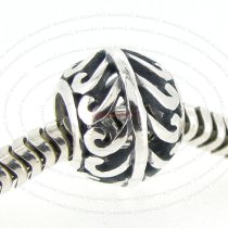 Antique Sterling Silver Filigree Feather Bead for European Charm Bracelets