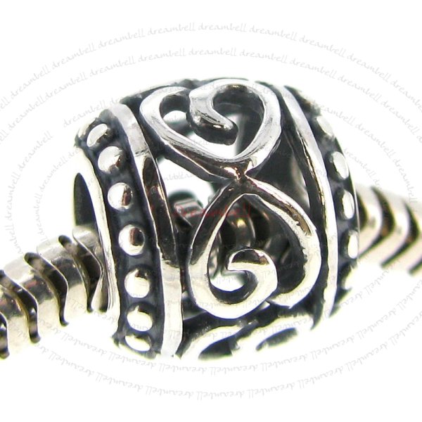Sterling Silver Infinity Love Filigree Heart Flower Bead for European Charm Bracelets