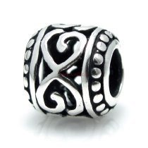 Sterling Silver Infinity Love Filigree Heart Flower Bead for European Charm Bracelets