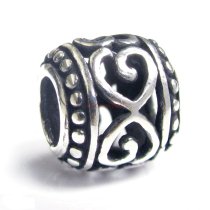 Sterling Silver Infinity Love Filigree Heart Flower Bead for European Charm Bracelets