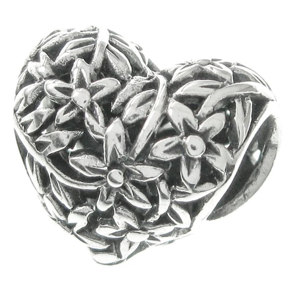 925 Sterling Silver Tree of Love Flower Heart European Bead Charm