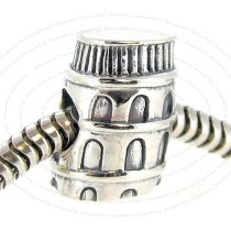 Sterling Silver Italy Leaning Tower of Pisa Bead for European Charm Bracelets